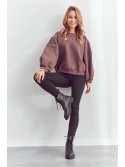 Loose, insulated sweatshirt with leggings, brown FI693 - Online store - Boutique